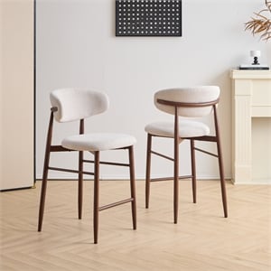 new classic furniture royce metal/fabric counter chair in beige (set of 2)