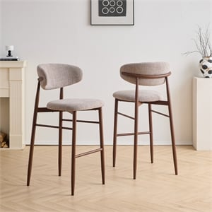 new classic furniture royce metal/fabric bar chair in toast brown (set of 2)
