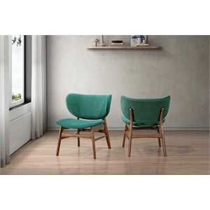 New Classic Furniture Adler 2-Piece Wood and Fabric Lounge Chair in Green