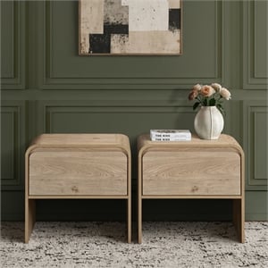 New Classic Furniture Mara 2-Piece Wood End Table/Bedside Table in Natural