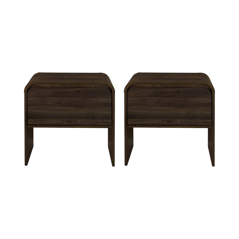 New Classic Furniture Mara 2-Piece Wood End Table/Bedside Table in Walnut