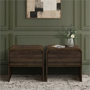 New Classic Furniture Mara 2-Piece Wood End Table/Bedside Table in Walnut