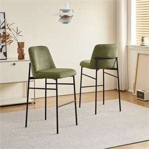 new classic furniture erik metal and fabric bar chair in green (set of 2)