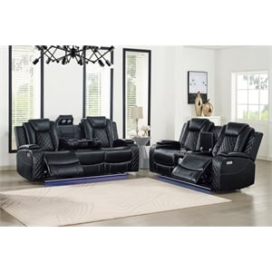 new classic furniture orion ii 2-pc faux leather power living room set in black
