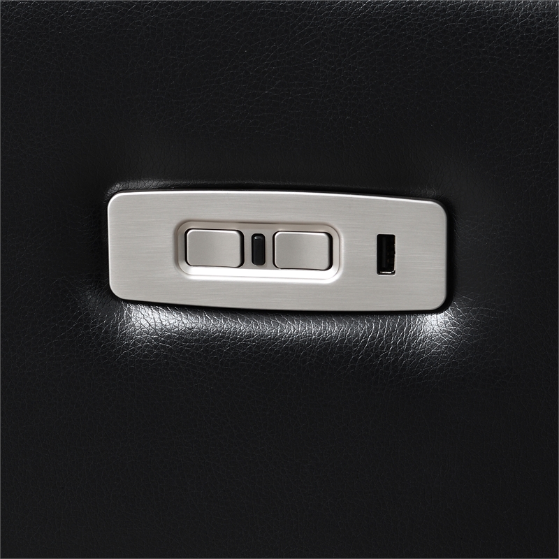 New Classic Furniture Orion II Faux Leather Power Sofa in Black