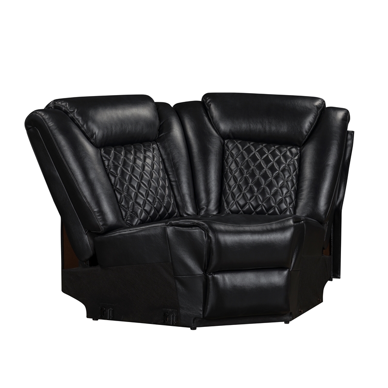 New Classic Furniture Orion II 3-Pc Faux Leather Power Sectional in Black