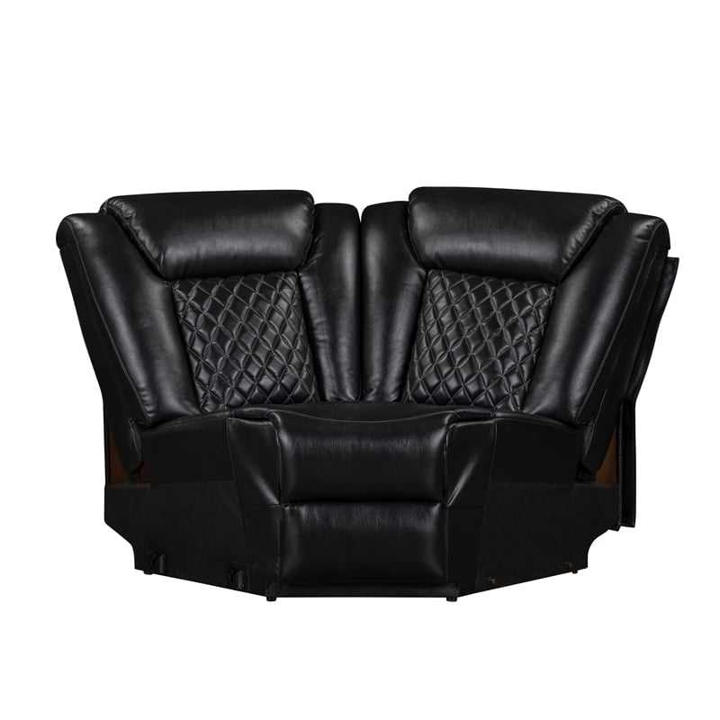 New Classic Furniture Orion II 3-Pc Faux Leather Power Sectional in Black