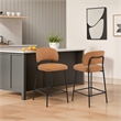 New Classic Furniture Blythe Metal/Vegan Leather Counter Chair in Orange (2 pcs)