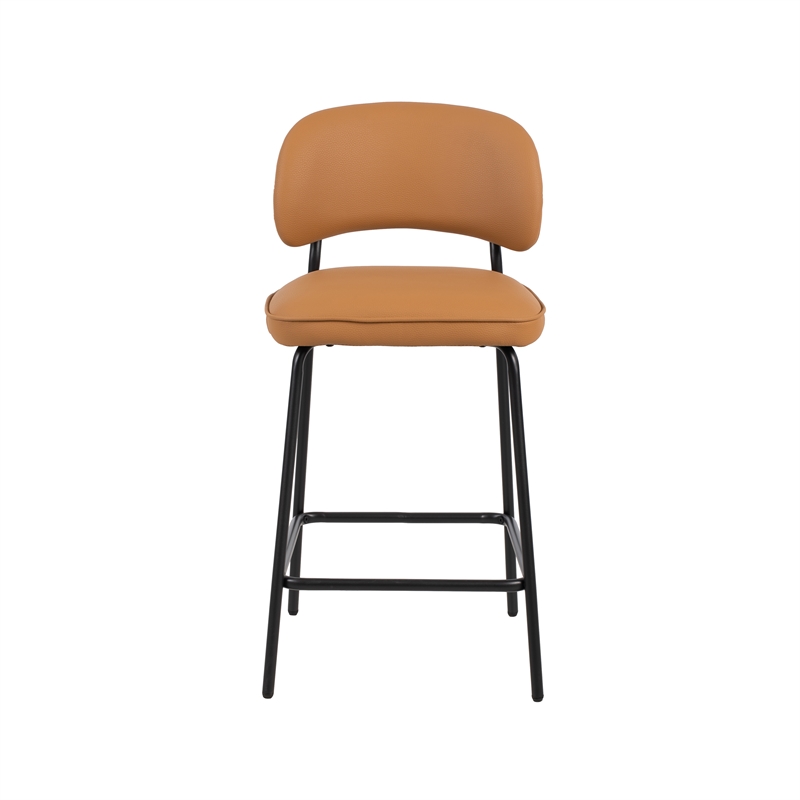 New Classic Furniture Blythe Metal/Vegan Leather Counter Chair in Orange (2 pcs)