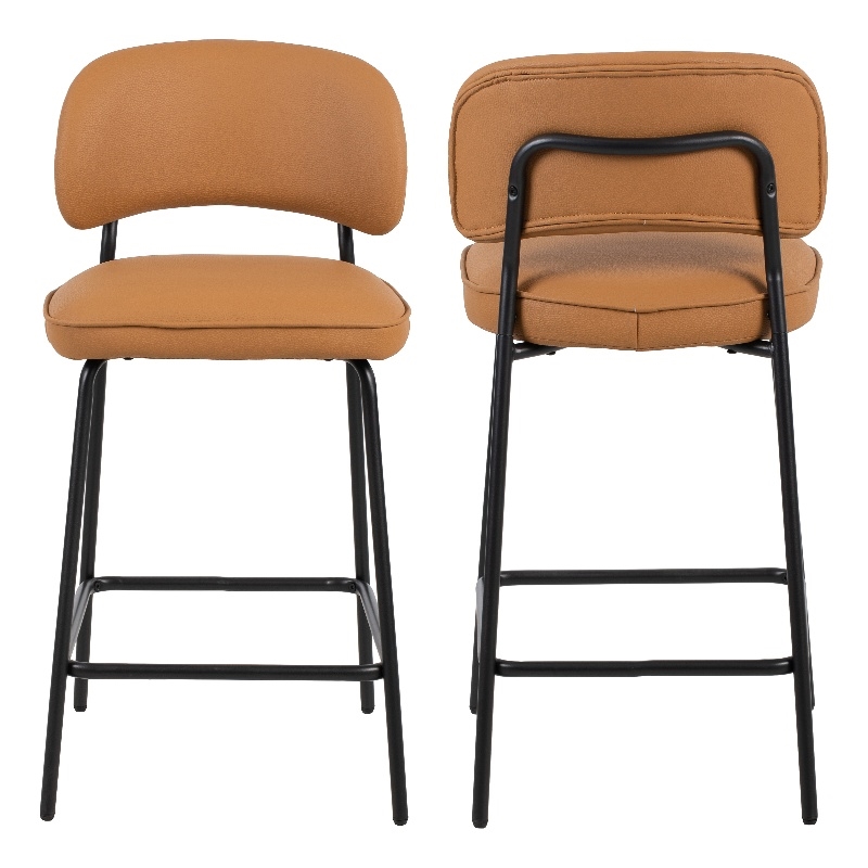 New Classic Furniture Blythe Metal/Vegan Leather Counter Chair in Orange (2 pcs)