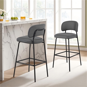 New Classic Furniture Blythe Metal/Vegan Leather Bar Chair in Gray (2 pcs)