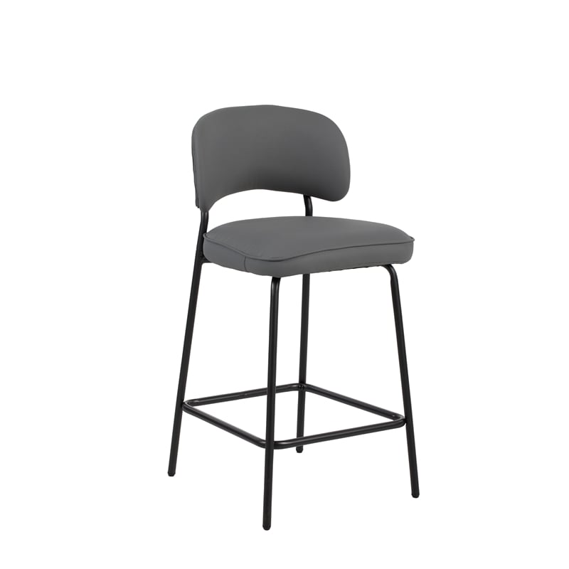 New Classic Furniture Blythe Metal/Vegan Leather Counter Chair in Gray (2 pcs)