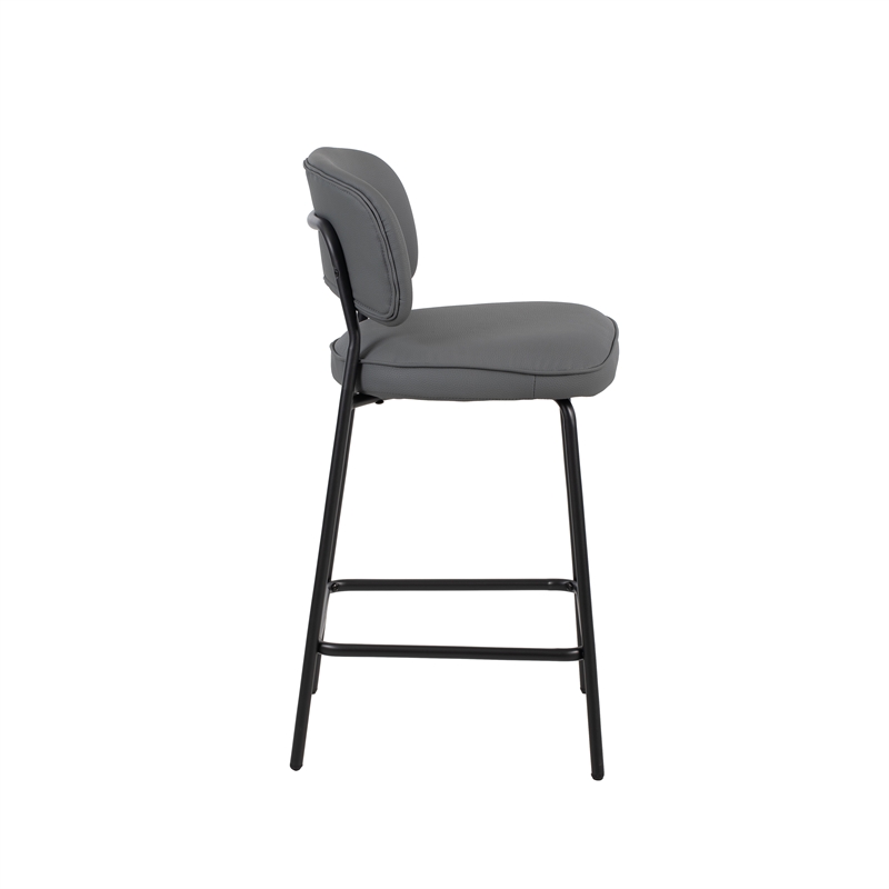 New Classic Furniture Blythe Metal/Vegan Leather Counter Chair in Gray (2 pcs)