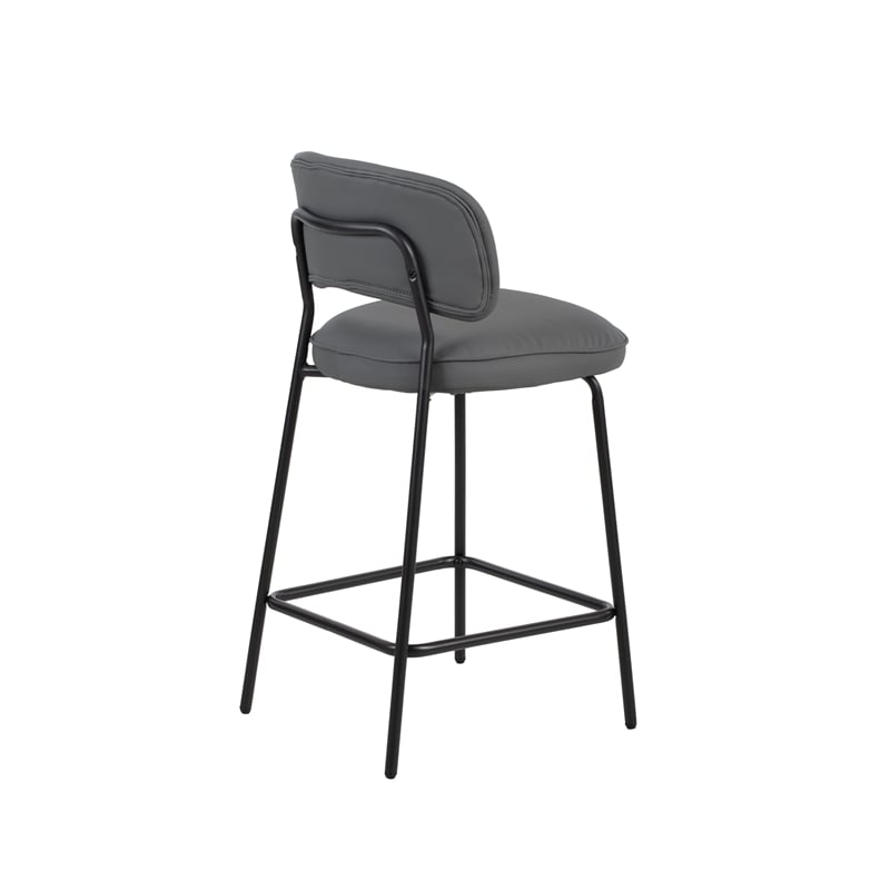 New Classic Furniture Blythe Metal/Vegan Leather Counter Chair in Gray (2 pcs)