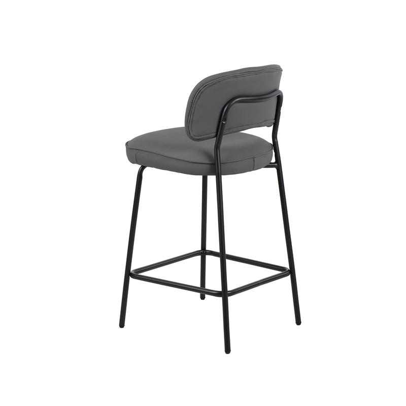 New Classic Furniture Blythe Metal/Vegan Leather Counter Chair in Gray (2 pcs)