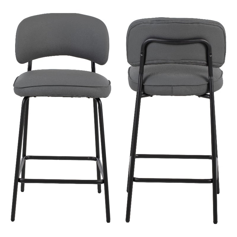 New Classic Furniture Blythe Metal/Vegan Leather Counter Chair in Gray (2 pcs)