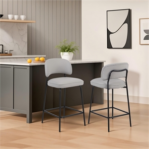 New Classic Furniture Blythe Metal/Vegan Leather Counter Chair in Ivory (2 pcs)