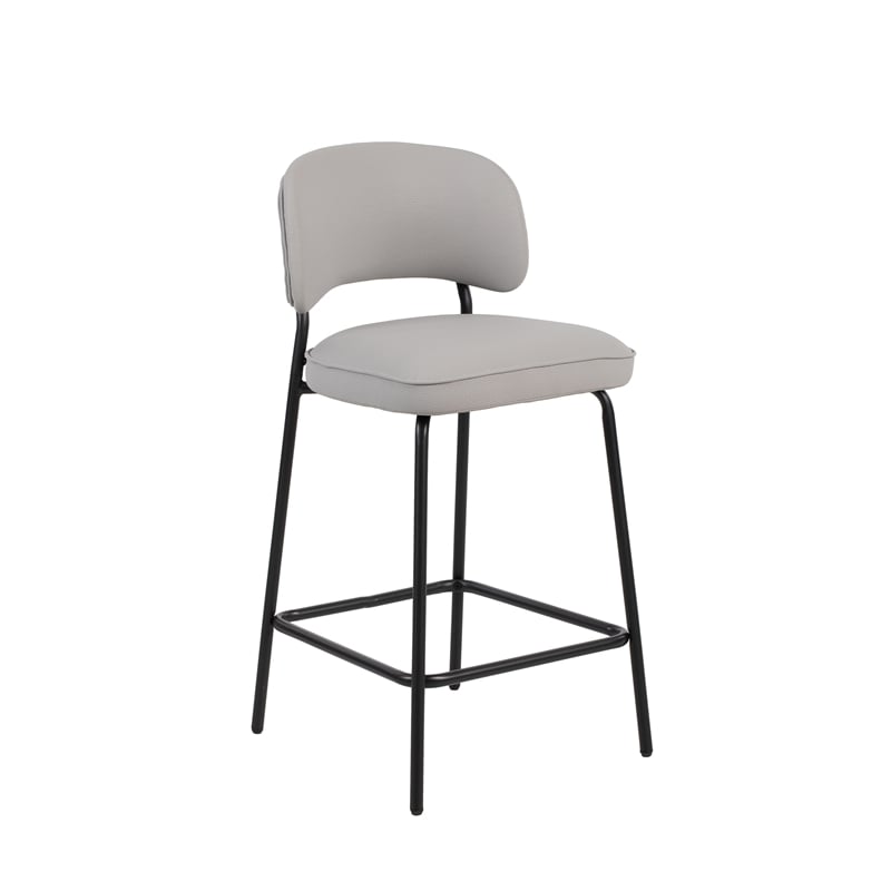 New Classic Furniture Blythe Metal/Vegan Leather Counter Chair in Ivory (2 pcs)