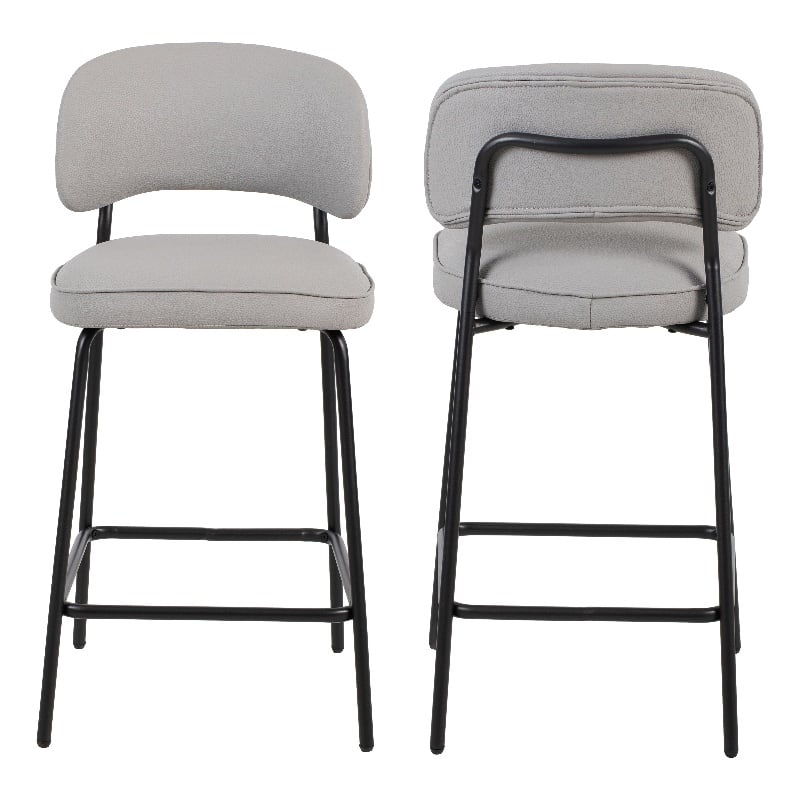 New Classic Furniture Blythe Metal/Vegan Leather Counter Chair in Ivory (2 pcs)