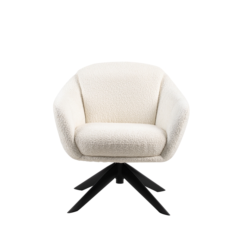 New Classic Furniture Fleming Metal and Fabric Swivel Lounge Chair in Ivory