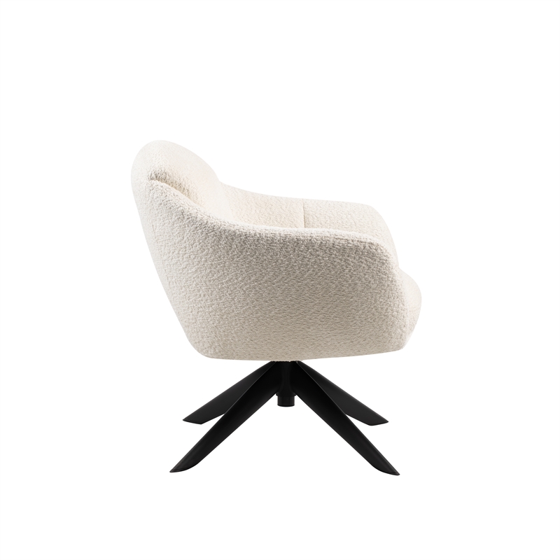 New Classic Furniture Fleming Metal and Fabric Swivel Lounge Chair in Ivory