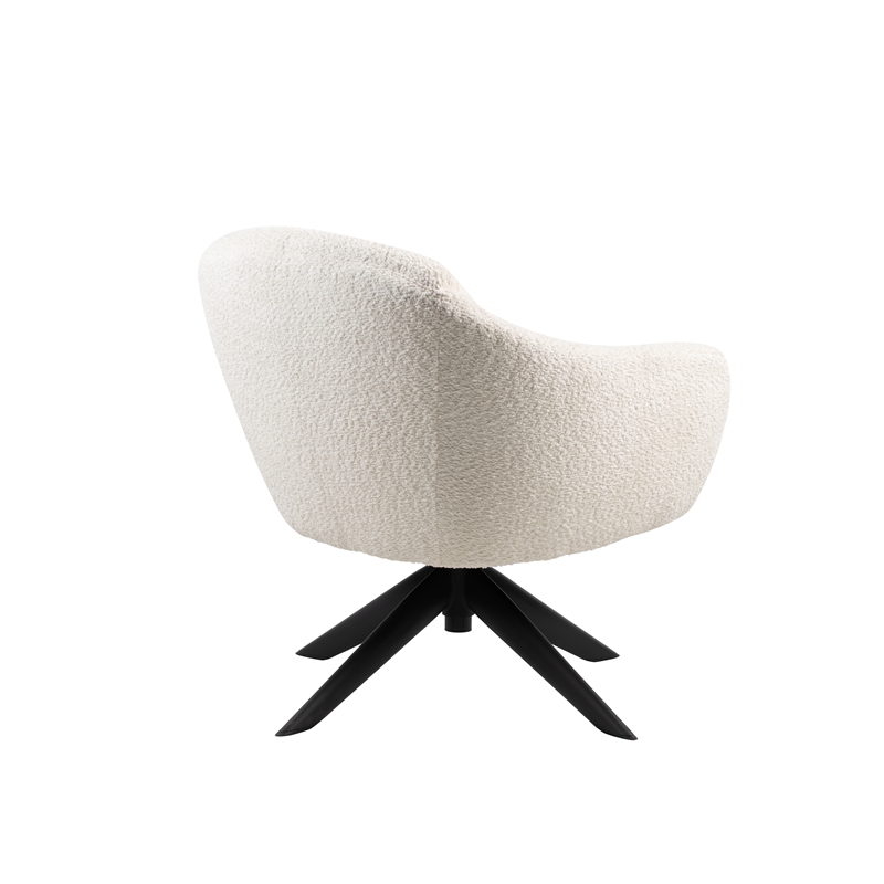 New Classic Furniture Fleming Metal and Fabric Swivel Lounge Chair in Ivory