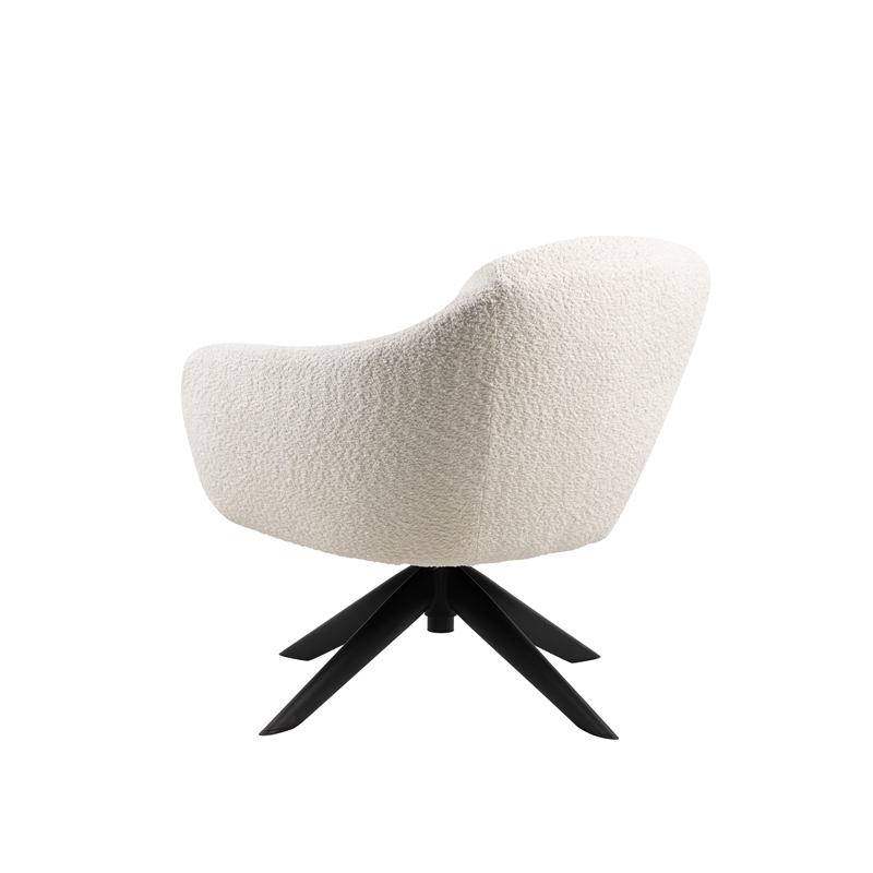 New Classic Furniture Fleming Metal and Fabric Swivel Lounge Chair in Ivory