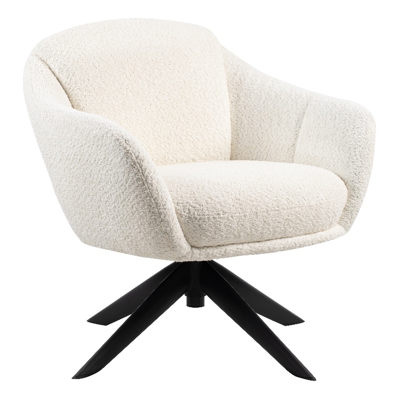 New Classic Furniture Fleming Metal and Fabric Swivel Lounge Chair in Ivory