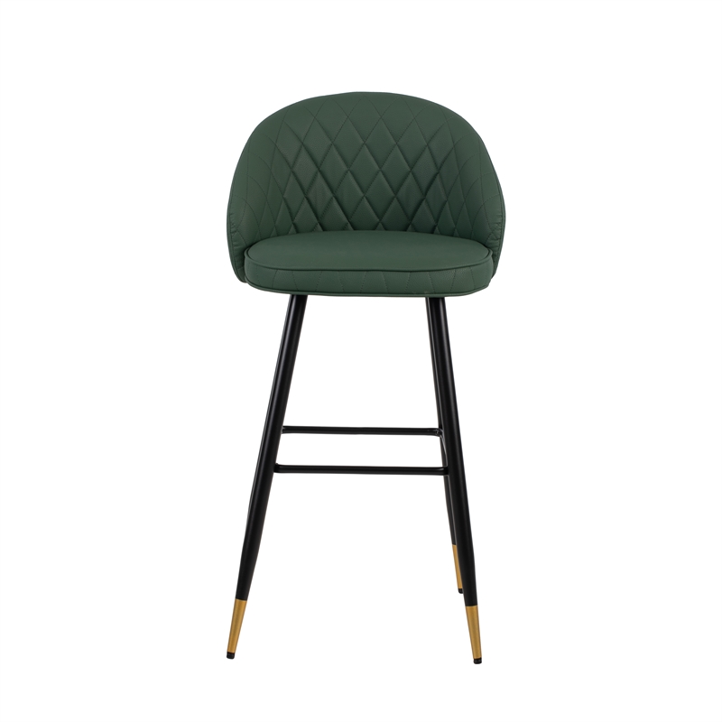 New Classic Furniture Oliver Metal/Vegan Leather Bar Chair in Green (Set of 2)