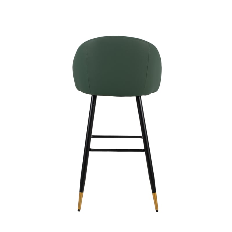 New Classic Furniture Oliver Metal/Vegan Leather Bar Chair in Green (Set of 2)