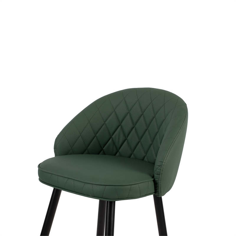 New Classic Furniture Oliver Metal/Vegan Leather Bar Chair in Green (Set of 2)