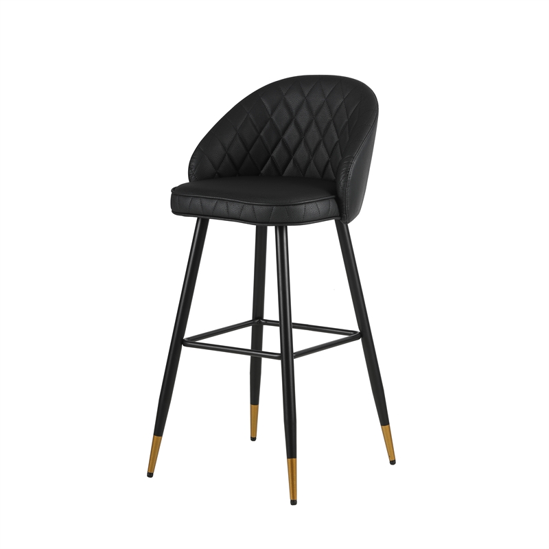 New Classic Furniture Oliver Metal/Vegan Leather Bar Chair in Black (Set of 2)