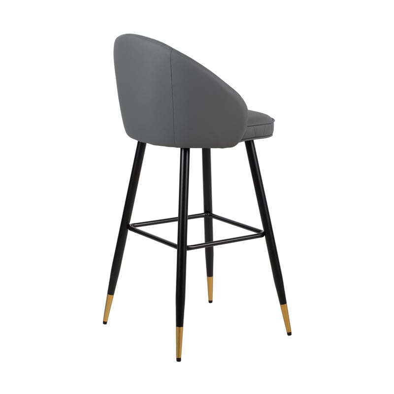 New Classic Furniture Oliver Metal/Vegan Leather Bar Chair in Gray (Set of 2)