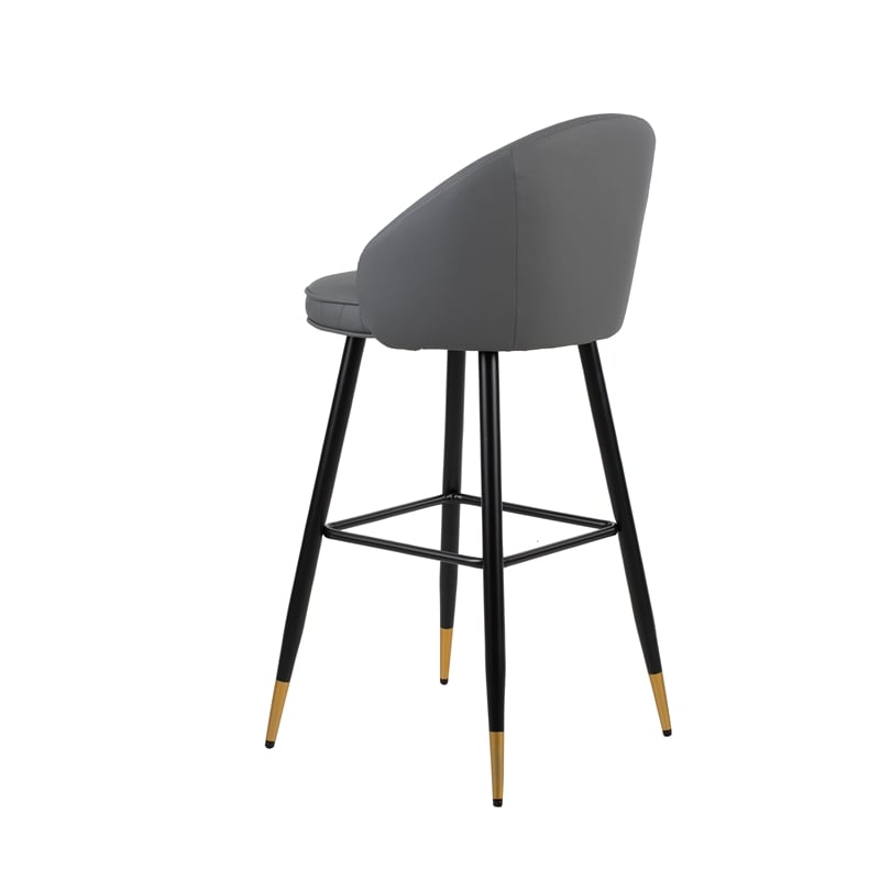 New Classic Furniture Oliver Metal/Vegan Leather Bar Chair in Gray (Set of 2)