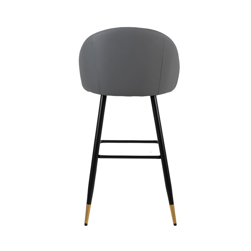 New Classic Furniture Oliver Metal/Vegan Leather Bar Chair in Gray (Set of 2)