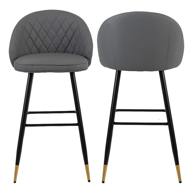New Classic Furniture Oliver Metal/Vegan Leather Bar Chair in Gray (Set of 2)