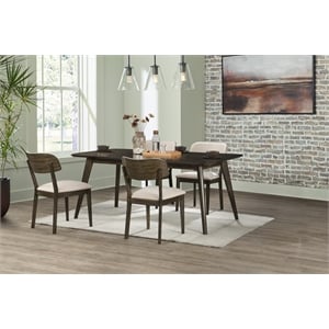 New Classic Furniture Rex 5-Piece Wood Rectangle Dining Set in Walnut