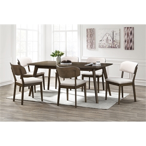 New Classic Furniture Rex 7-Piece Wood Rectangle Dining Set in Walnut