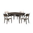 New Classic Furniture Rex 5 Pcs Wood Round Dining Set with Leaf Table in Walnut