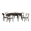 New Classic Furniture Rex 7 Pcs Wood Round Dining Set with Leaf Table in Walnut