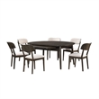 New Classic Furniture Rex 7 Pcs Wood Round Dining Set with Leaf Table in Walnut