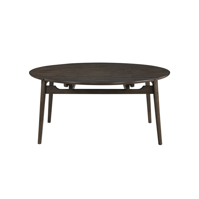 New Classic Furniture Rex 7 Pcs Wood Round Dining Set with Leaf Table in Walnut