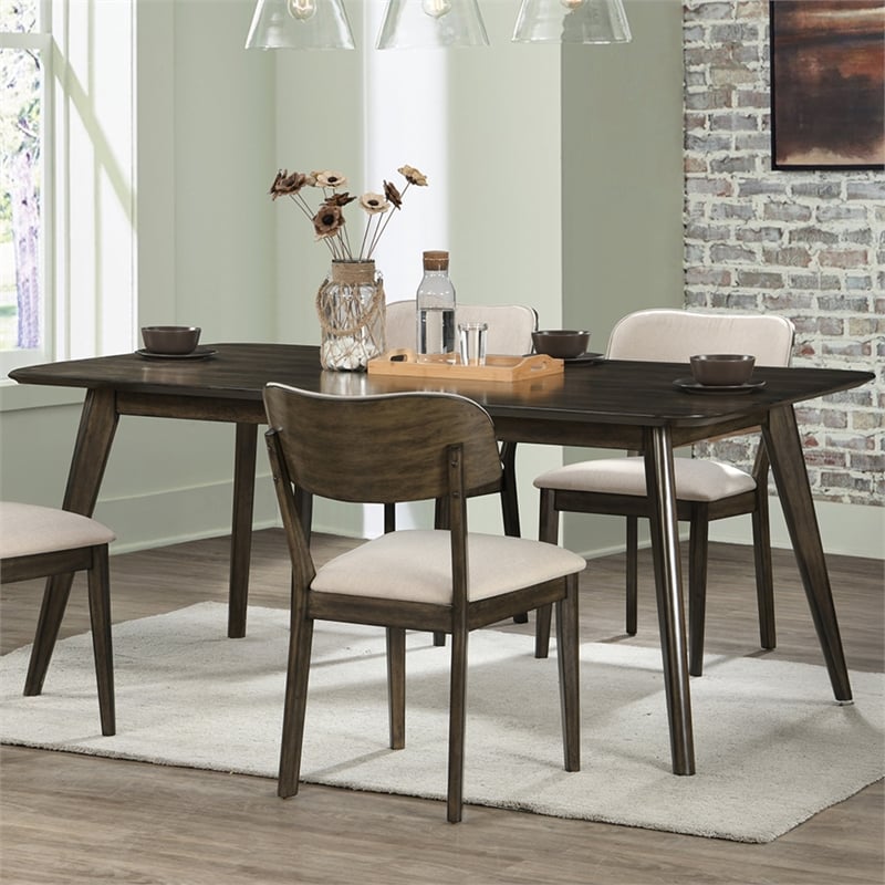 New Classic Furniture Rex Wood Fixed Top Rectangle Dining Table in Walnut