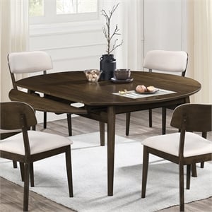New Classic Furniture Rex Wood Dining Table with Self-Storing Leaves in Walnut
