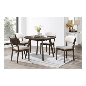 New Classic Furniture Rex 5-Piece Wood Round Dining Set in Walnut
