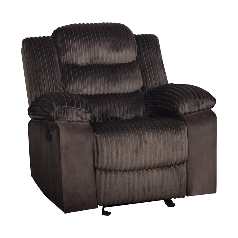 New Classic Furniture Willow Wood & Fabric Glider Recliner in Brown