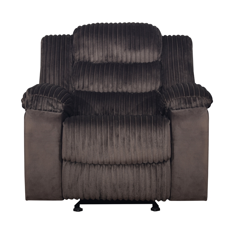 New Classic Furniture Willow Wood & Fabric Glider Recliner in Brown