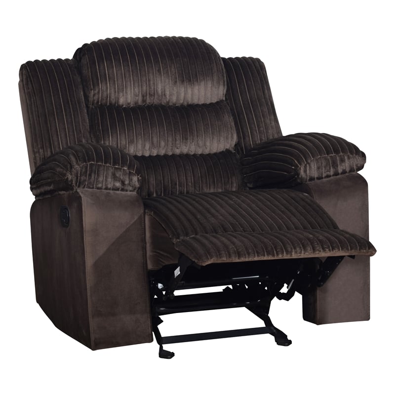 New Classic Furniture Willow Wood & Fabric Glider Recliner in Brown
