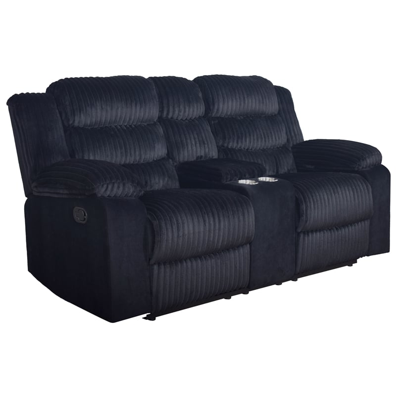 New Classic Furniture Willow Wood & Fabric Loveseat with Dual Recliner in Black
