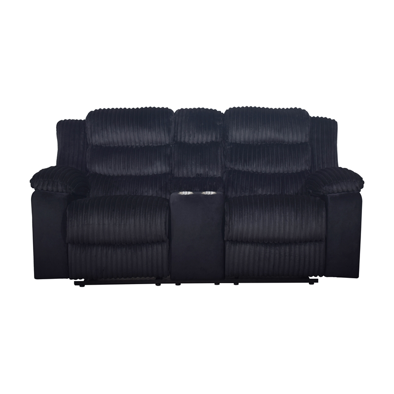 New Classic Furniture Willow Wood & Fabric Loveseat with Dual Recliner in Black